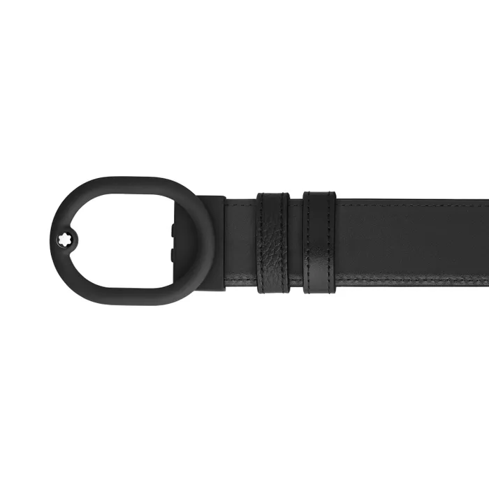 Montblanc Ovale Pvd Rubberized Reversible Black Grain 35Mm Belt