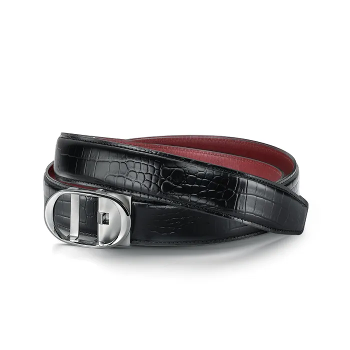 Lapis Bard Belt Nova Shiny Chrome Autolock Buckle With Mandeville Black Leather Strap