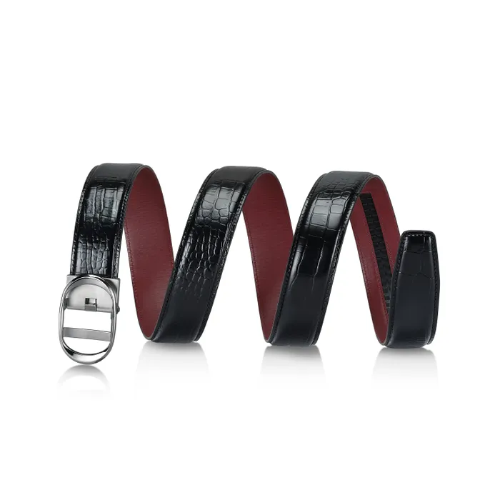 Lapis Bard Belt Nova Shiny Chrome Autolock Buckle With Mandeville Black Leather Strap