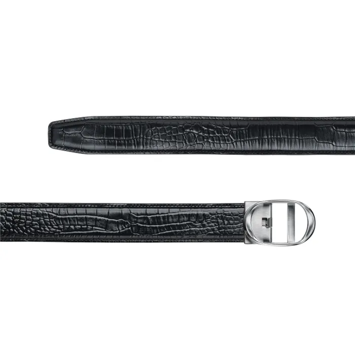 Lapis Bard Belt Nova Shiny Chrome Autolock Buckle With Mandeville Black Leather Strap