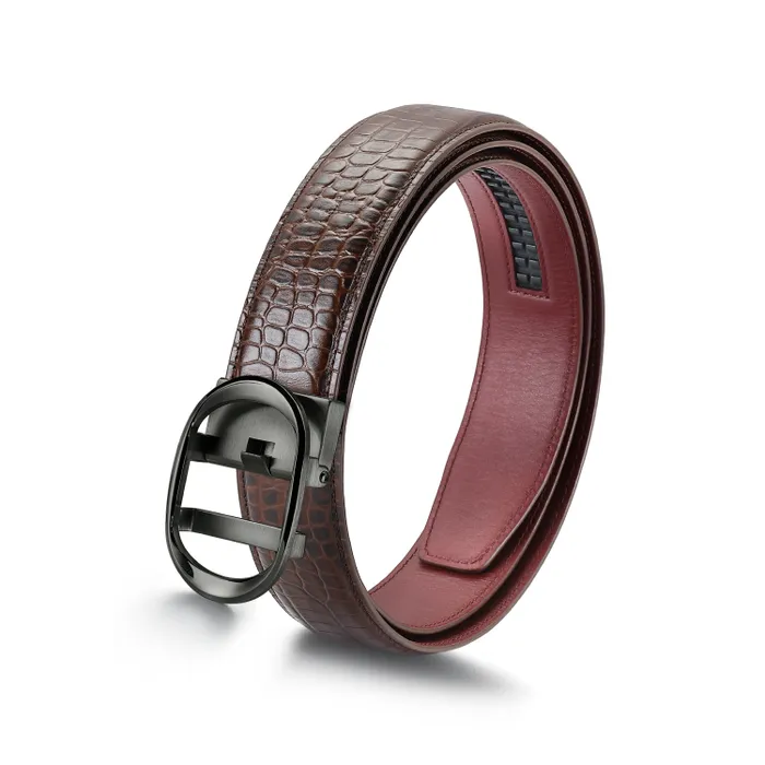Lapis Bard Belt Nova Shiny Gunmetal Autolock Buckle With Mandeville Brown Leather Strap
