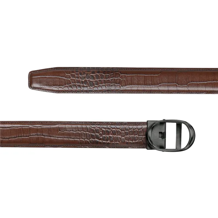 Lapis Bard Belt Nova Shiny Gunmetal Autolock Buckle With Mandeville Brown Leather Strap