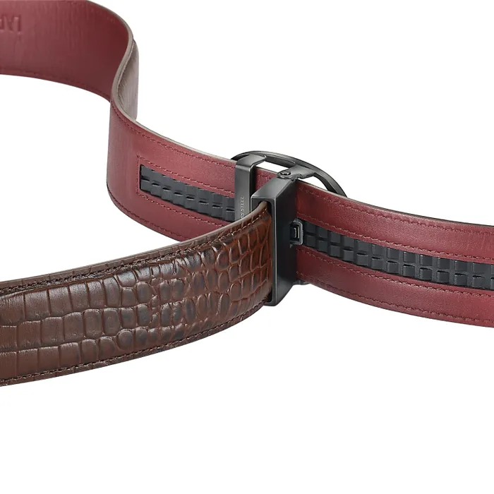 Lapis Bard Belt Nova Shiny Gunmetal Autolock Buckle With Mandeville Brown Leather Strap