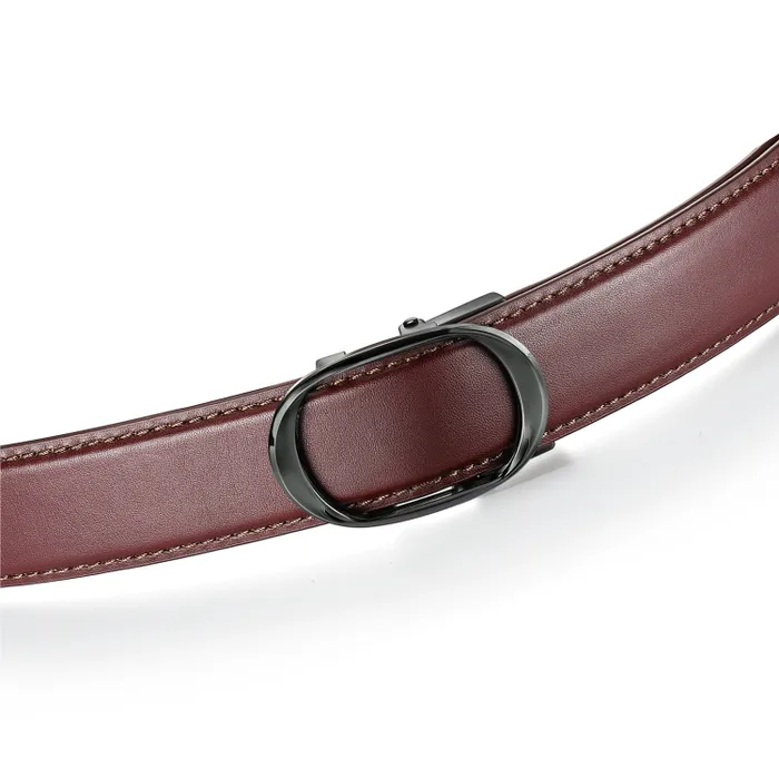 Lapis Bard Belt Nova Shiny Gunmetal Autolock Buckle With Cacao Dark Brown Leather Strap