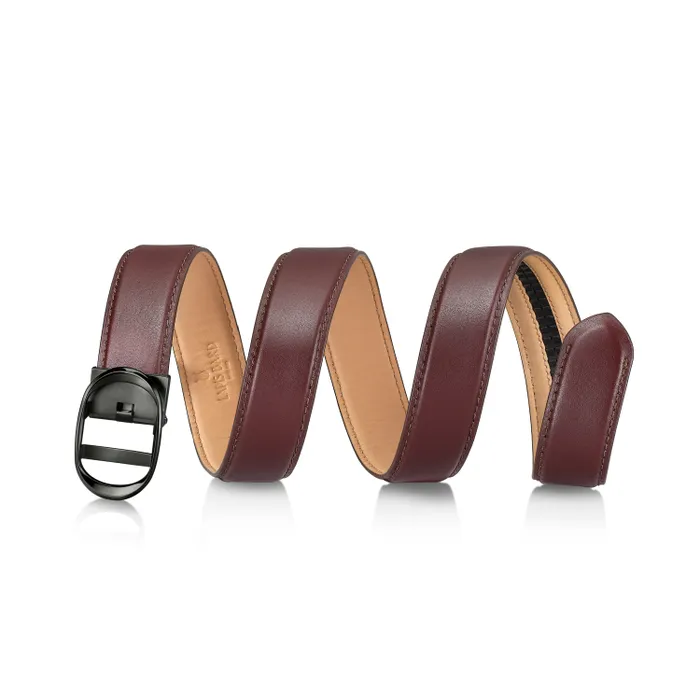 Lapis Bard Belt Nova Shiny Gunmetal Autolock Buckle With Cacao Dark Brown Leather Strap