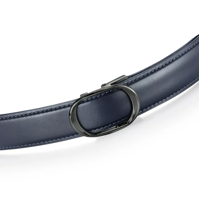 Lapis Bard Belt Nova Shiny Gunmetal Autolock Buckle With Midnight Navy Leather Strap