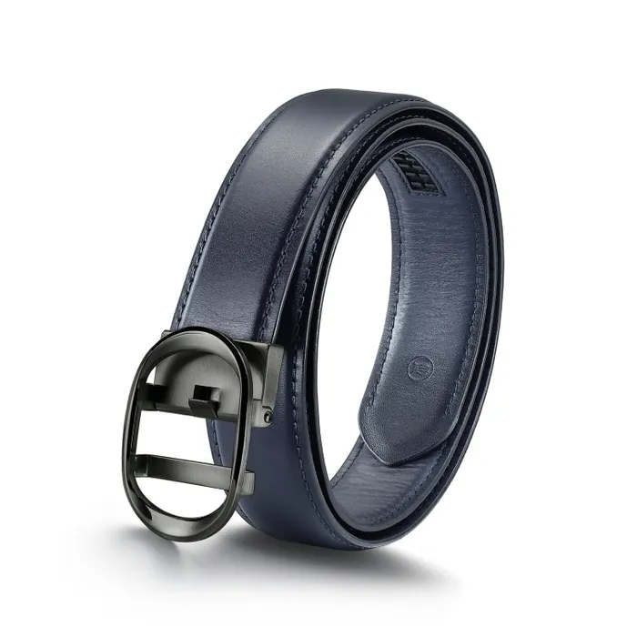 Lapis Bard Belt Nova Shiny Gunmetal Autolock Buckle With Midnight Navy Leather Strap