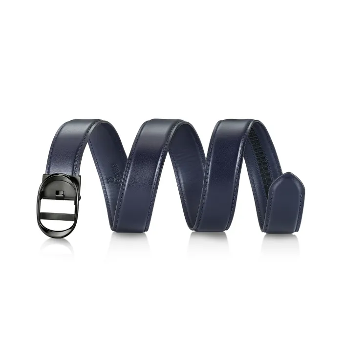 Lapis Bard Belt Nova Shiny Gunmetal Autolock Buckle With Midnight Navy Leather Strap