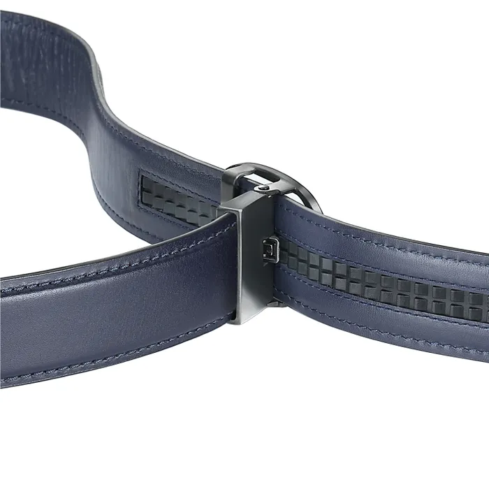 Lapis Bard Belt Nova Shiny Gunmetal Autolock Buckle With Midnight Navy Leather Strap