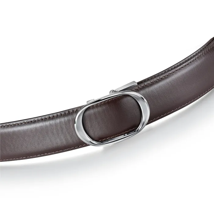Lapis Bard Belt Nova Shiny Chrome Autolock Buckle With Brown Leather Strap