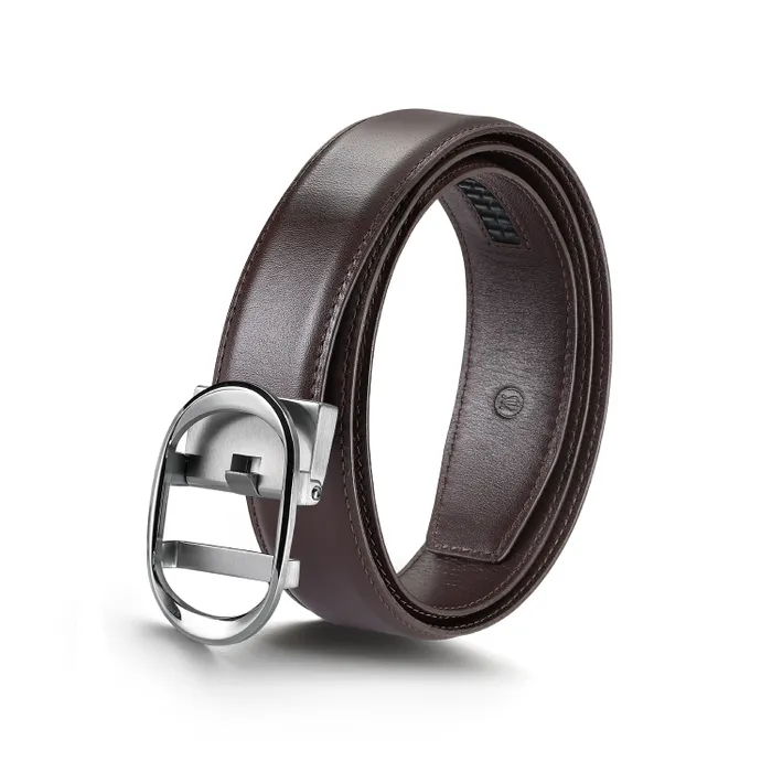 Lapis Bard Belt Nova Shiny Chrome Autolock Buckle With Brown Leather Strap