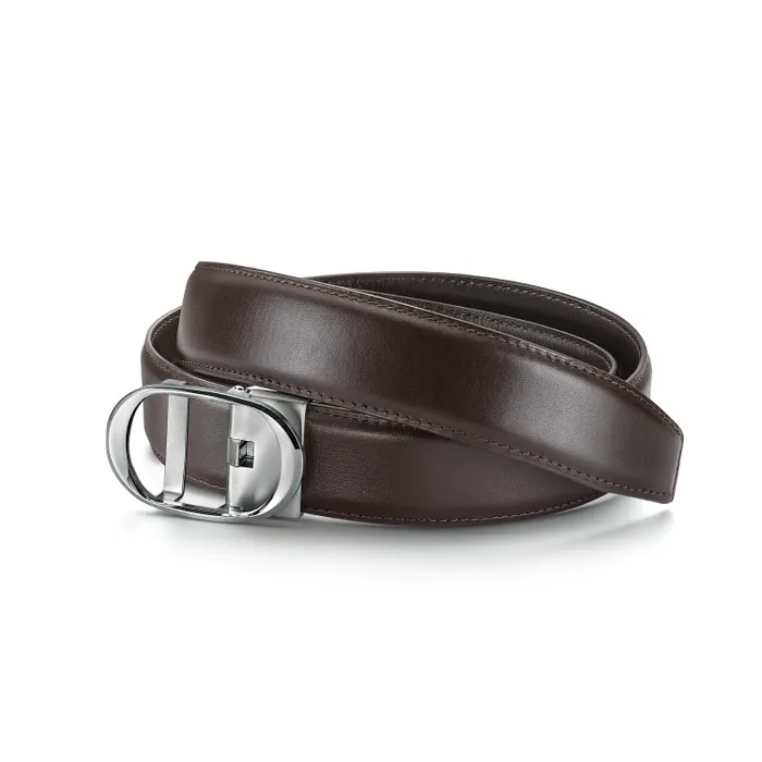 Lapis Bard Belt Nova Shiny Chrome Autolock Buckle With Brown Leather Strap