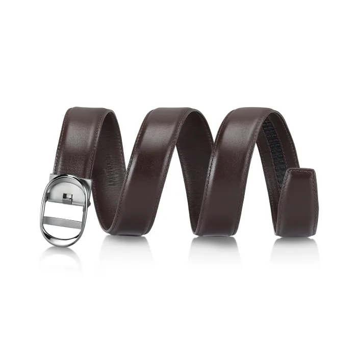 Lapis Bard Belt Nova Shiny Chrome Autolock Buckle With Brown Leather Strap