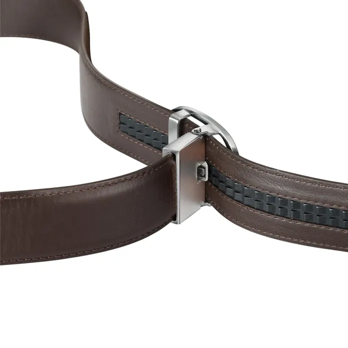 Lapis Bard Belt Nova Shiny Chrome Autolock Buckle With Brown Leather Strap