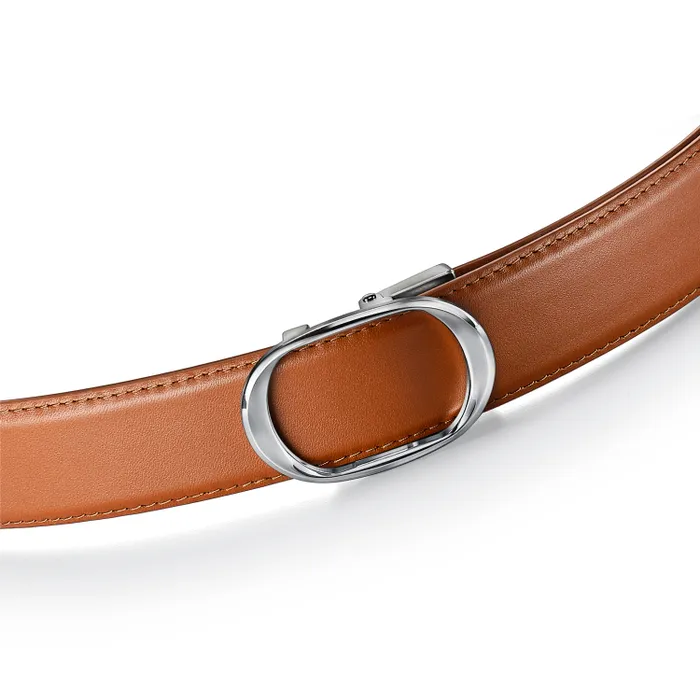 Lapis Bard Belt Nova Shiny Chrome Autolock Buckle With Tan Leather Strap