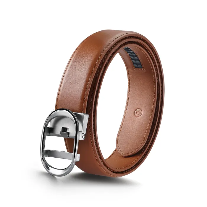 Lapis Bard Belt Nova Shiny Chrome Autolock Buckle With Tan Leather Strap
