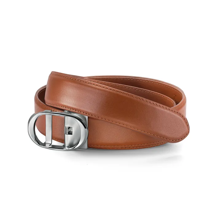 Lapis Bard Belt Nova Shiny Chrome Autolock Buckle With Tan Leather Strap