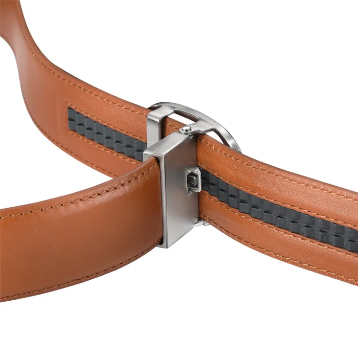 Lapis Bard Belt Nova Shiny Chrome Autolock Buckle With Tan Leather Strap