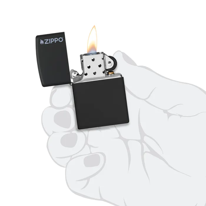 Zippo Lighter Classic Black Matte With Zippo Logo