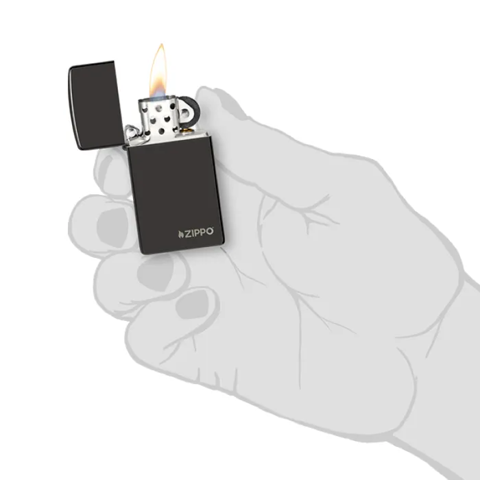 Zippo Lighter Slim High Polish Blacktest