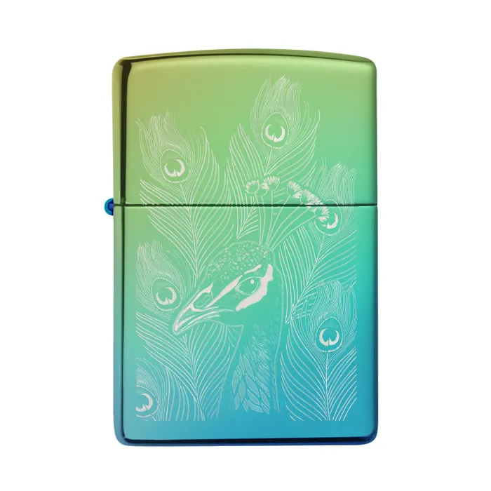 Zippo Lighter Peacock Design Classic High Polish Teal