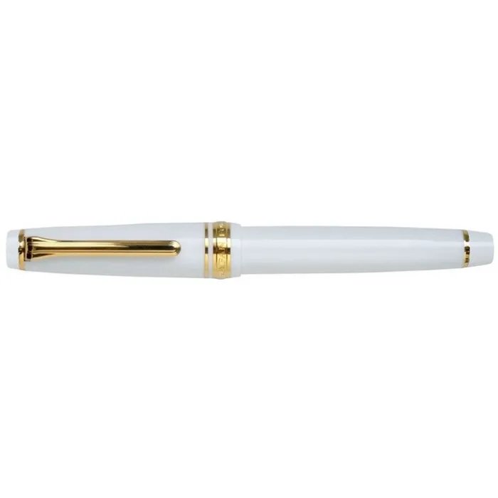Sailor Professional Gear Slim Fountain Pen (14K Broad) White with Gold Trims