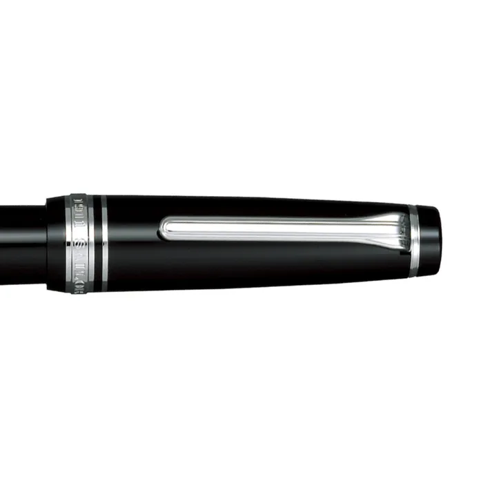 Sailor Professional Gear Fountain Pen (21K Broad) Black with Rhodium-plated Trims