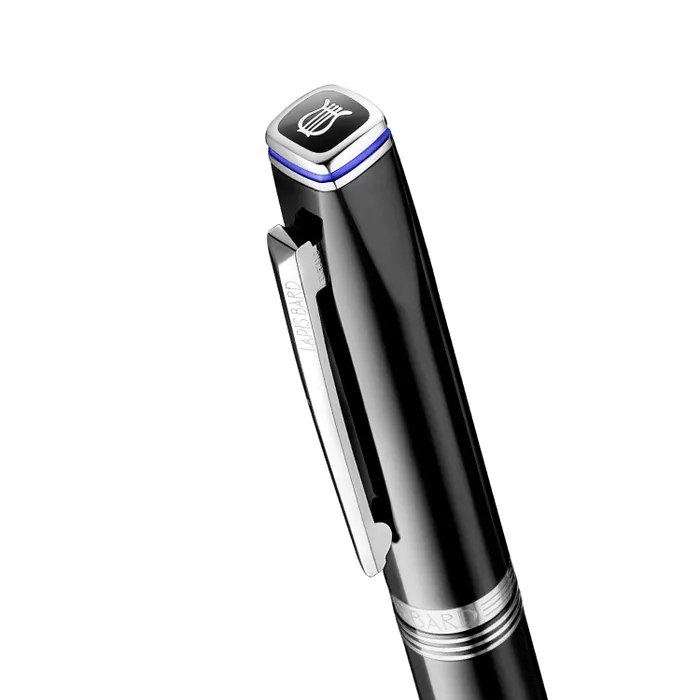 Lapis Bard Contemporary Rollerball Pen  Black with Chrome Trims