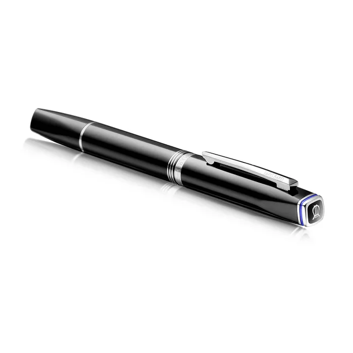Lapis Bard Contemporary Rollerball Pen  Black with Chrome Trims