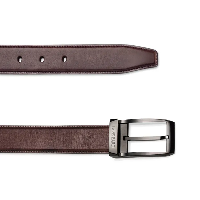 Lapis Bard Avant Garde Knightsbridge Belt IP Matt Black 35mm Buckle with Leather Strap - Cinnamon brown