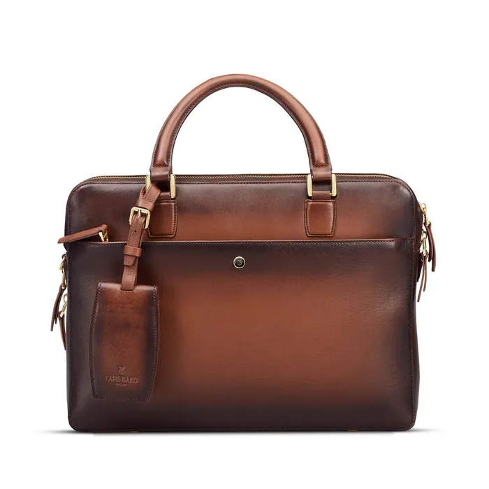 Lapis Bard Ducorium Chester Slim 14Inch Laptop Business Bag Cognac