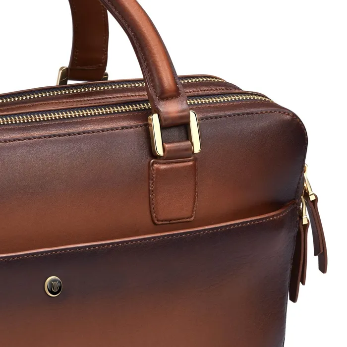 Lapis Bard Ducorium Chester Slim 14Inch Laptop Business Bag Cognac