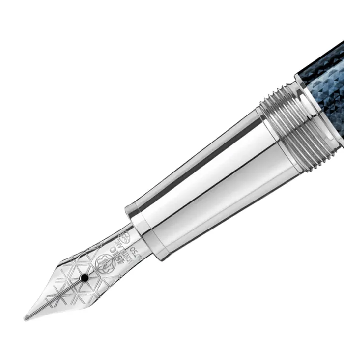 Montblanc 112893 MeisterstÃÂ¼ck Blue Hour Classique Medium Fountain Pen Blue With Platinum Trims