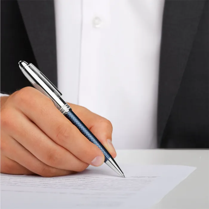 Montblanc 112895 MeisterstÃ¼ck Blue Hour Classique Ballpoint Pen Blue With Platinum Trims