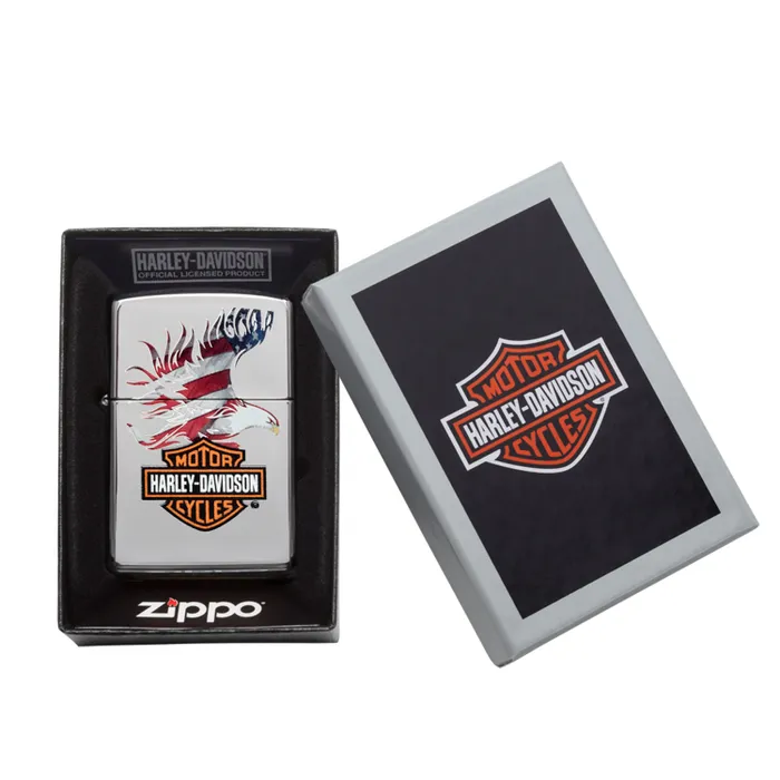 Zippo Lighter 28082 Harley-Davidson Flag Chrome