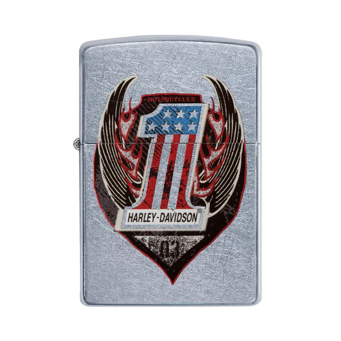 Zippo Lighter 29347 Harley-Davidson Symbol with Wings Chrome