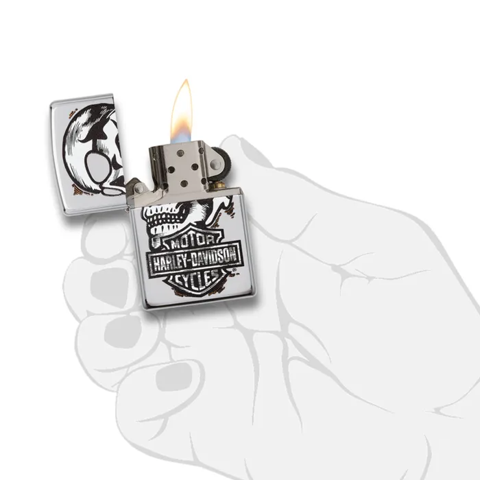 Zippo Lighter 29281 Harley-Davidson Skull Design Black