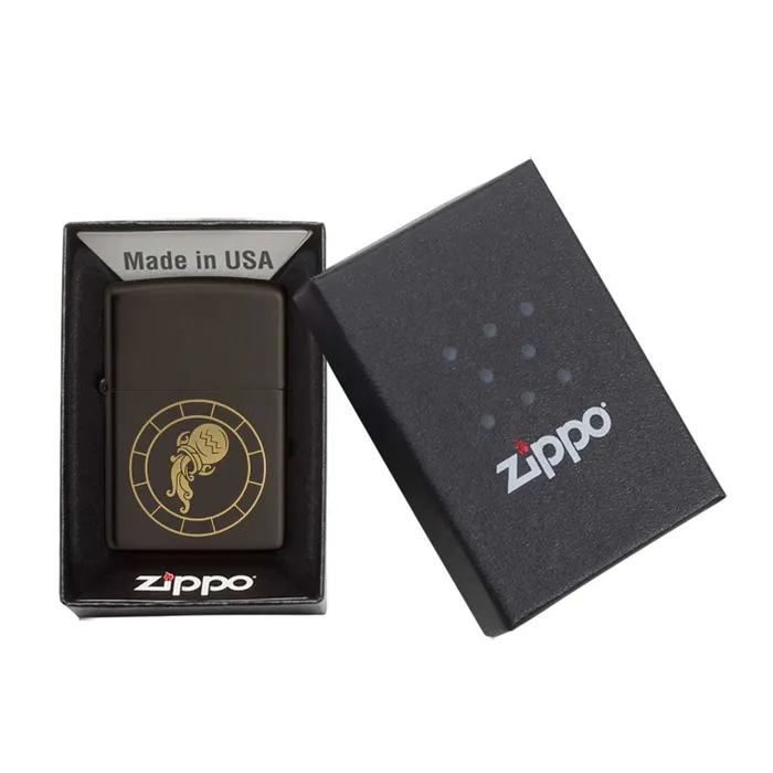 Zippo Lighter 218.MB401295 Aquarius Zodiac Sign Black