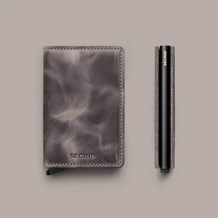Secrid Slimwallet Vintage Grey with Black Cardprotector