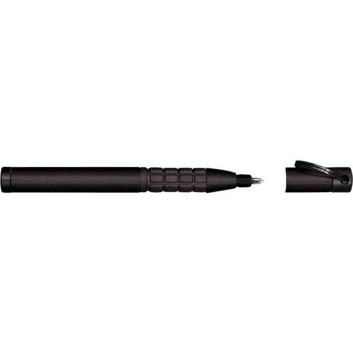 Fisher Space 725B Tactical Trekker Ballpoint Pen with rubber comfort grip and Keychain Black