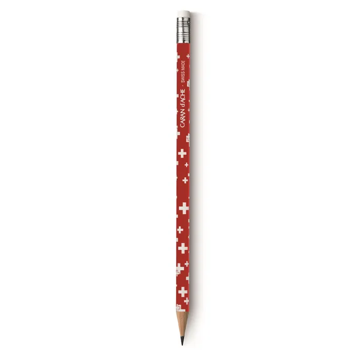 Caran d'Ache 342 Essential Swiss 'HB' Pencil with Eraser Red