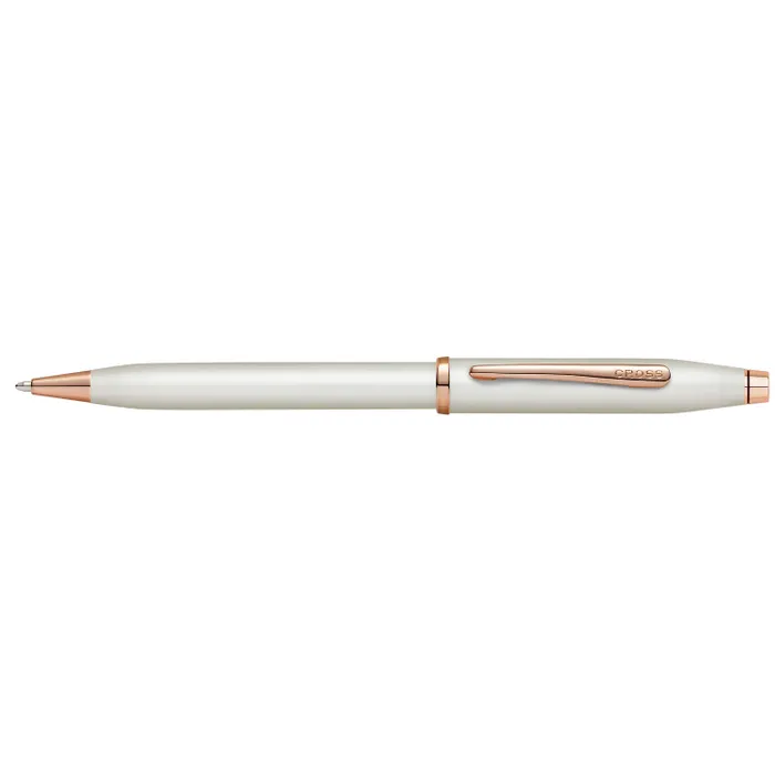 Cross AT0082WG-113 Century II Pearlescent Lacquer Ballpoint Pen White with Rose Gold Trims