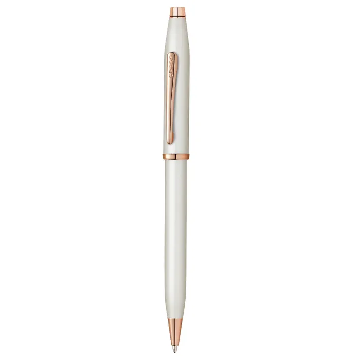Cross AT0082WG-113 Century II Pearlescent Lacquer Ballpoint Pen White with Rose Gold Trims