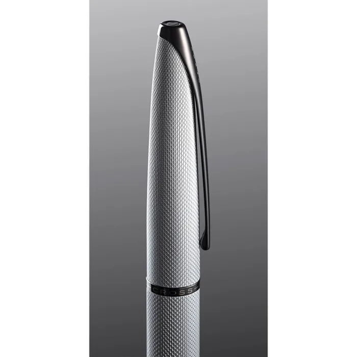Cross 886-43MS ATX Fountain Pen Medium Brushed Chrome with Black Trims