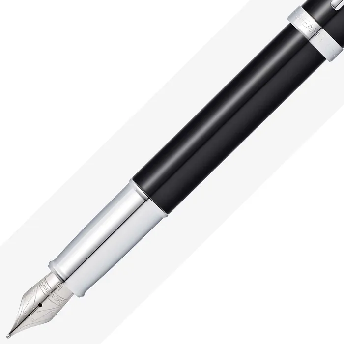 Sheaffer Gift 100 9338 Fountain Pen (Fine) Glossy Black with Chrome-Plated Trim