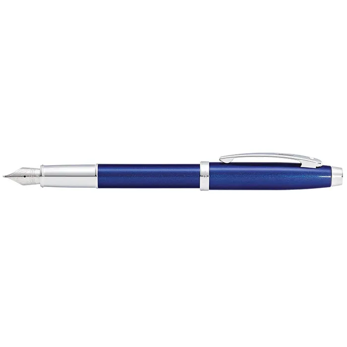 Sheaffer Gift 100 Fountain Pen (Medium) Glossy Blue with Chrome-Plated Trim