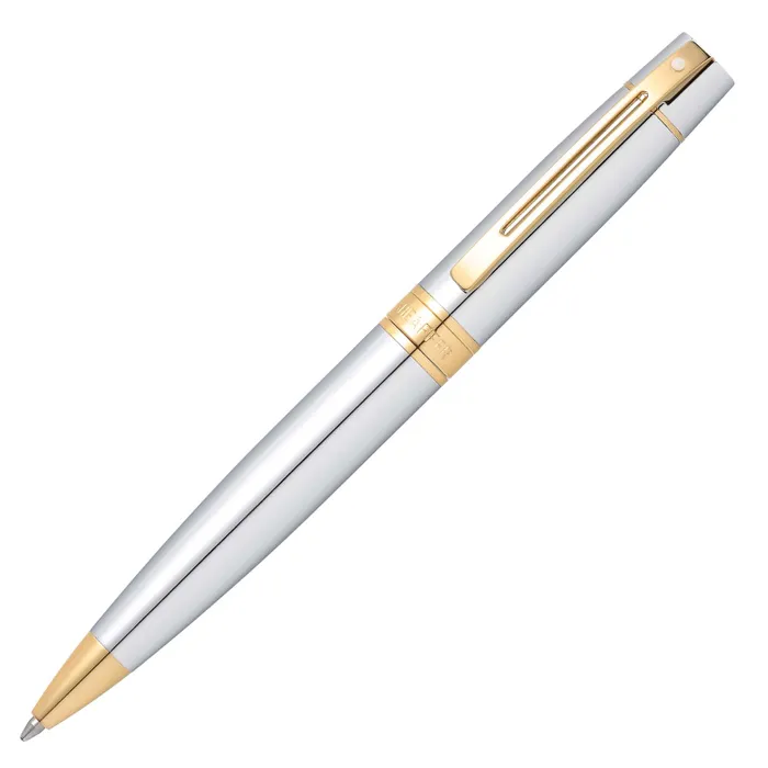Sheaffer Gift 300 Ballpoint Pen Bright Chrome with Gold Tone Trim