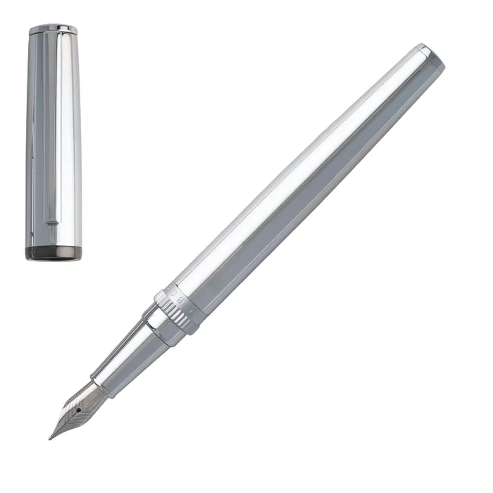 Hugo Boss Gear Metal Fountain Pen (Medium) Chrome