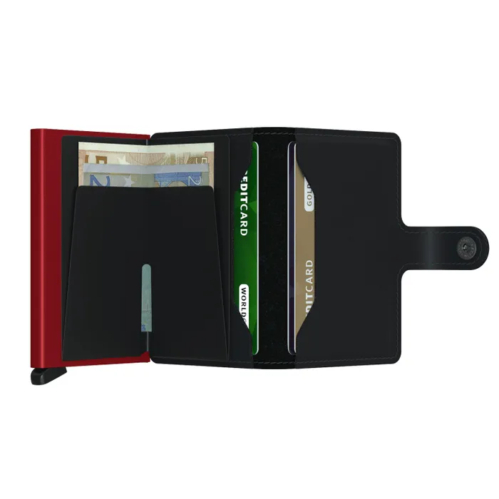 Secrid Miniwallet Matte Black with Red Cardprotector