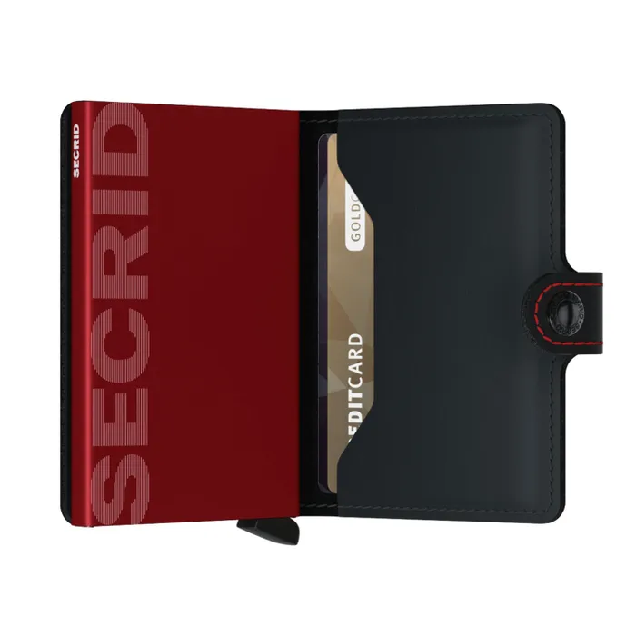 Secrid Miniwallet Matte Black with Red Cardprotector
